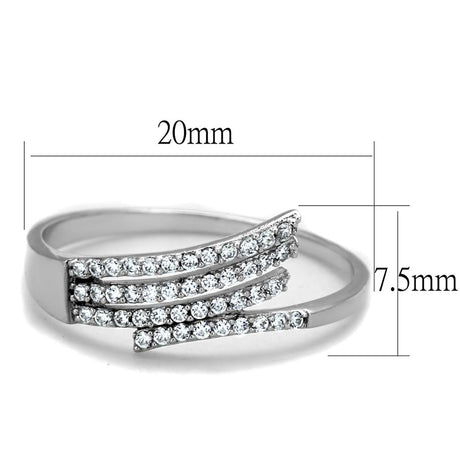 Rhodium 925 Sterling Silver Ring with AAA Grade CZ  in Clear