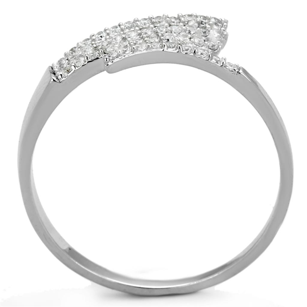 Rhodium 925 Sterling Silver Ring with AAA Grade CZ  in Clear