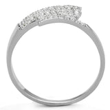 Rhodium 925 Sterling Silver Ring with AAA Grade CZ  in Clear
