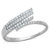 Rhodium 925 Sterling Silver Ring with AAA Grade CZ  in Clear