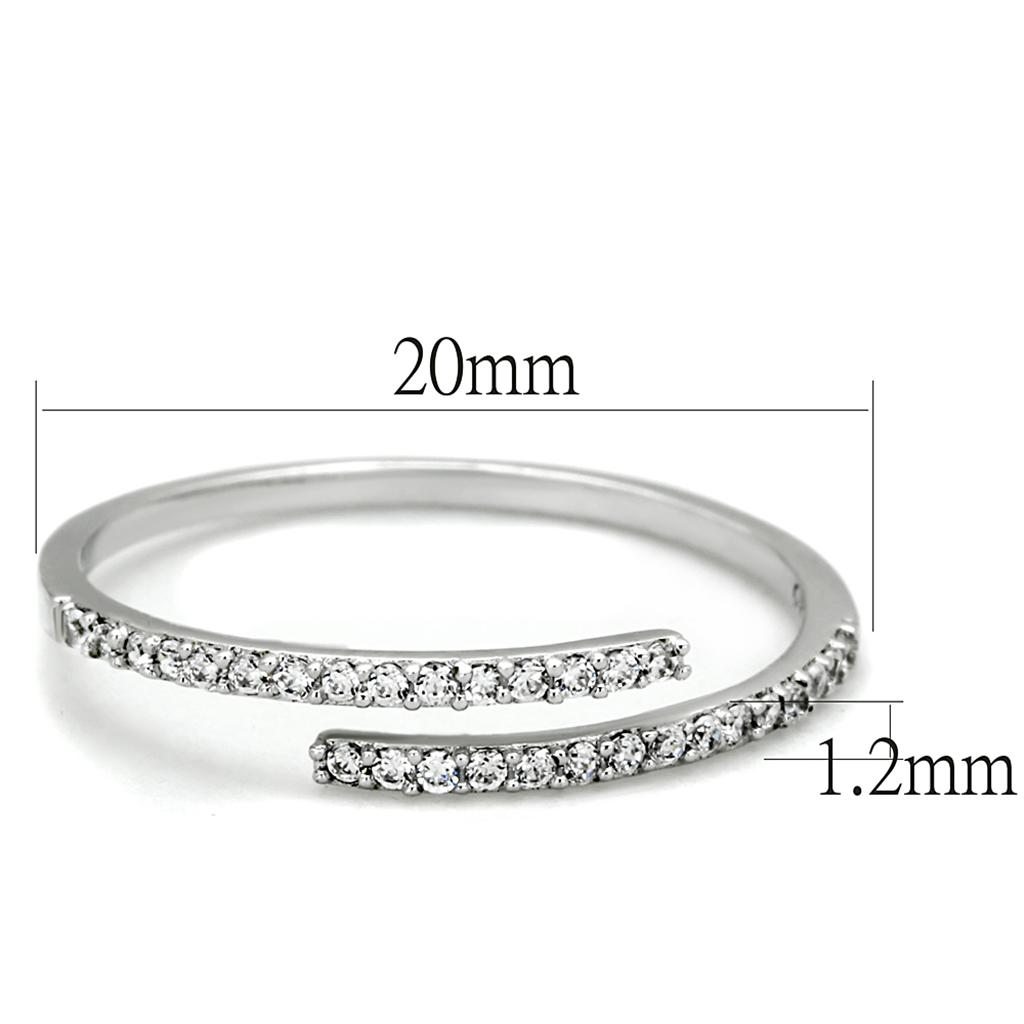 Rhodium 925 Sterling Silver Ring with AAA Grade CZ  in Clear