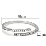 Rhodium 925 Sterling Silver Ring with AAA Grade CZ  in Clear