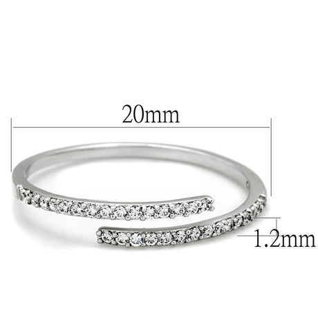 Rhodium 925 Sterling Silver Ring with AAA Grade CZ  in Clear
