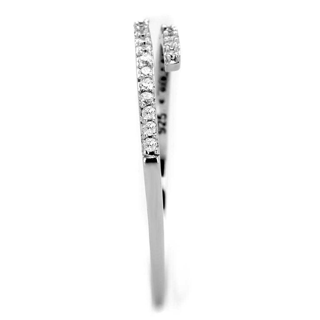 Rhodium 925 Sterling Silver Ring with AAA Grade CZ  in Clear