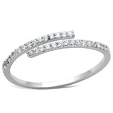 Rhodium 925 Sterling Silver Ring with AAA Grade CZ  in Clear