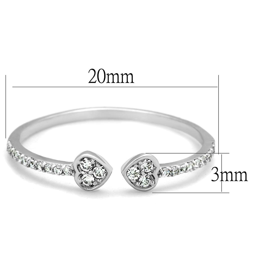 Rhodium 925 Sterling Silver Ring with AAA Grade CZ  in Clear