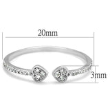 Rhodium 925 Sterling Silver Ring with AAA Grade CZ  in Clear