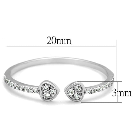 Rhodium 925 Sterling Silver Ring with AAA Grade CZ  in Clear