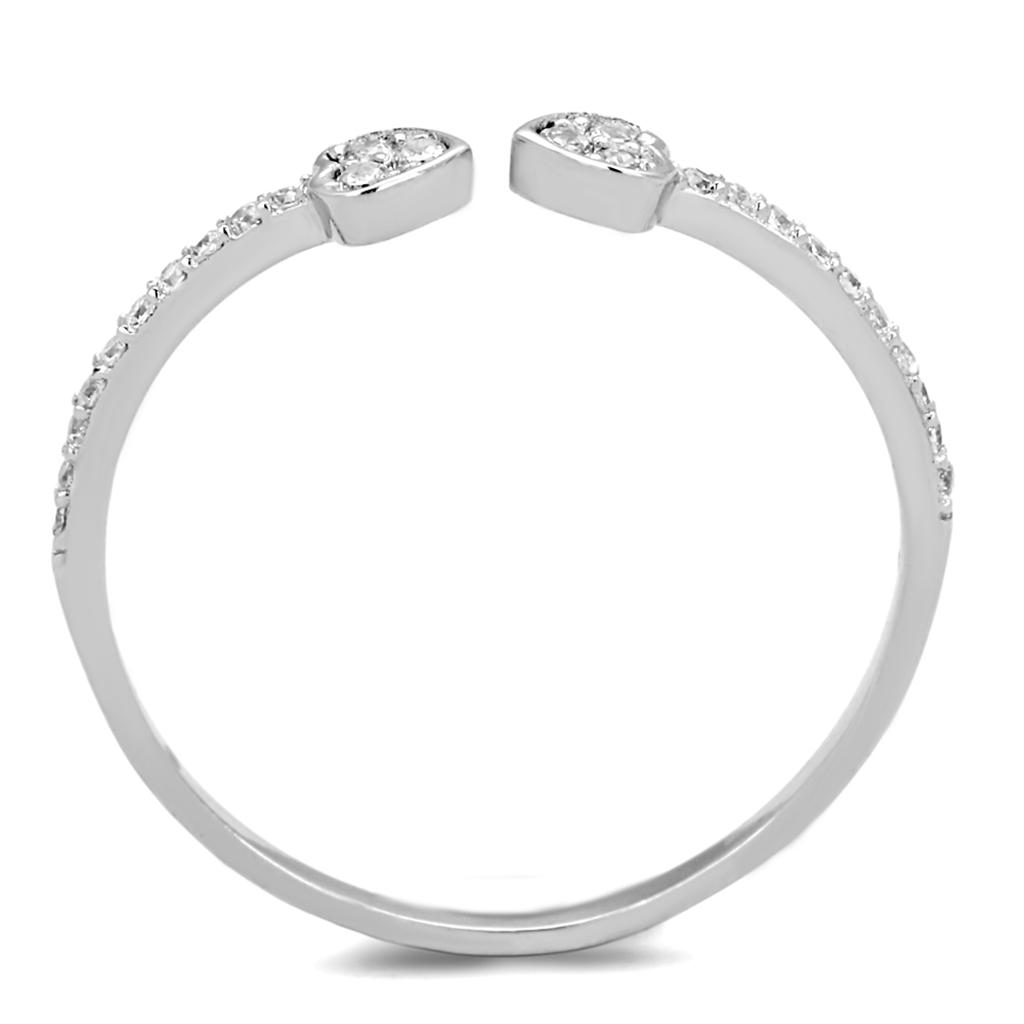 Rhodium 925 Sterling Silver Ring with AAA Grade CZ  in Clear