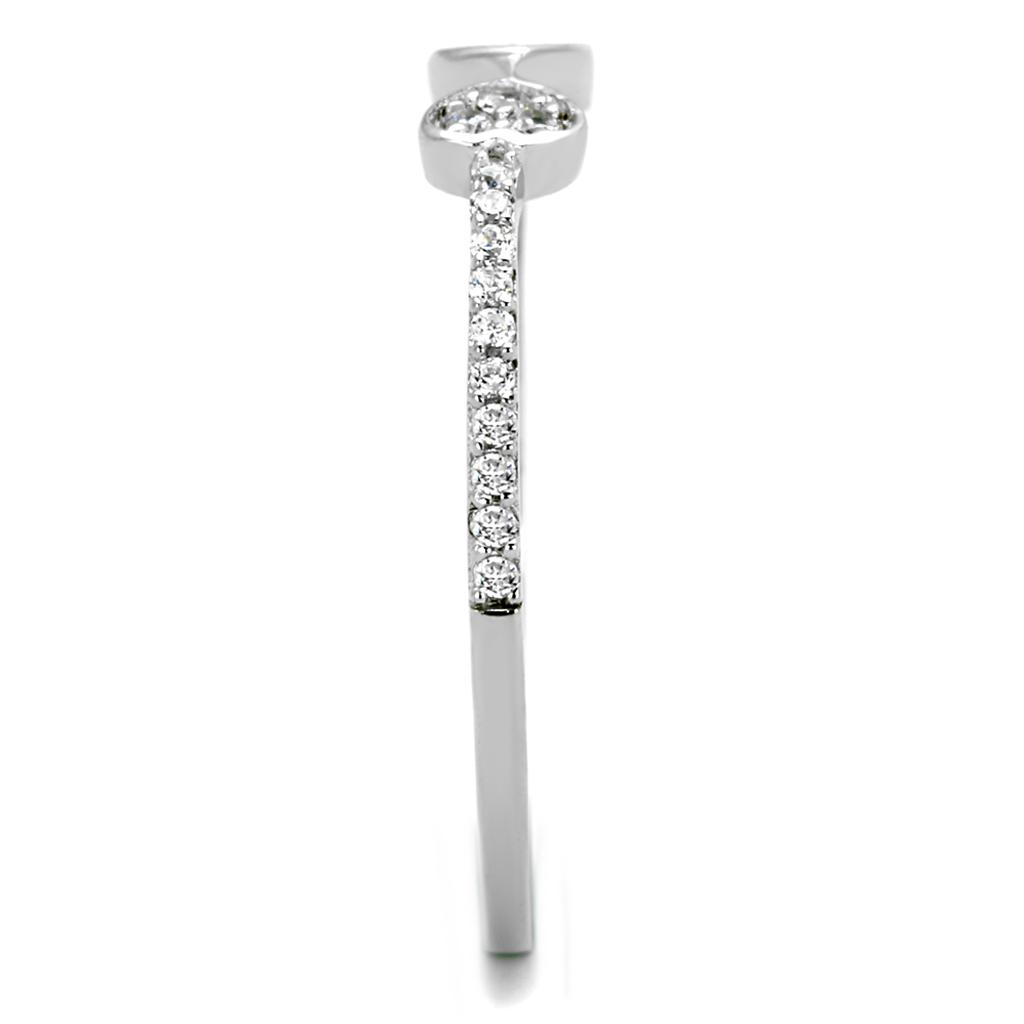 Rhodium 925 Sterling Silver Ring with AAA Grade CZ  in Clear