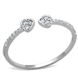 Rhodium 925 Sterling Silver Ring with AAA Grade CZ  in Clear