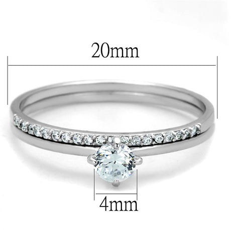 Rhodium 925 Sterling Silver Ring with AAA Grade CZ  in Clear