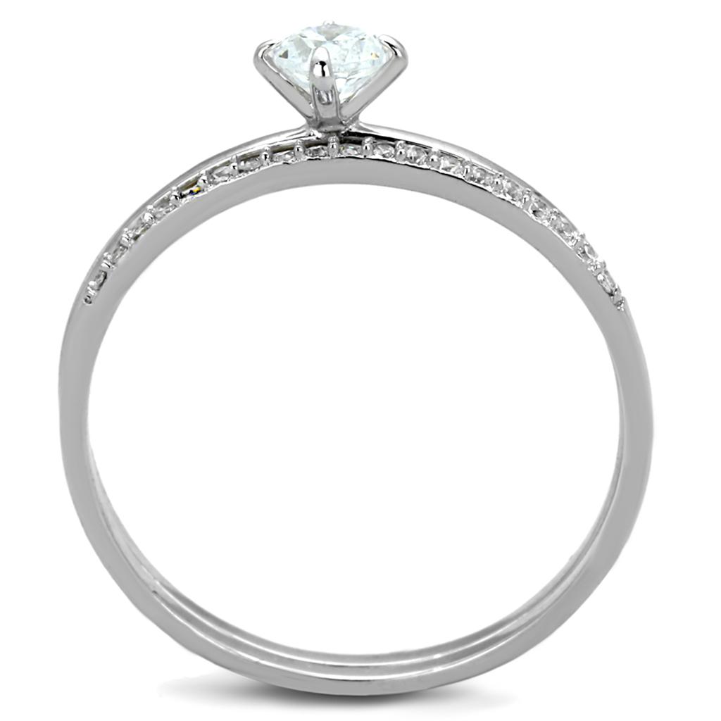 Rhodium 925 Sterling Silver Ring with AAA Grade CZ  in Clear