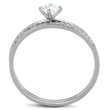 Rhodium 925 Sterling Silver Ring with AAA Grade CZ  in Clear