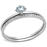 Rhodium 925 Sterling Silver Ring with AAA Grade CZ  in Clear