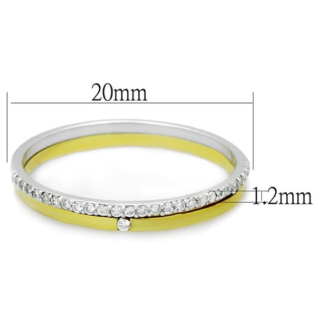 Gold+Rhodium 925 Sterling Silver Ring with AAA Grade CZ  in Clear