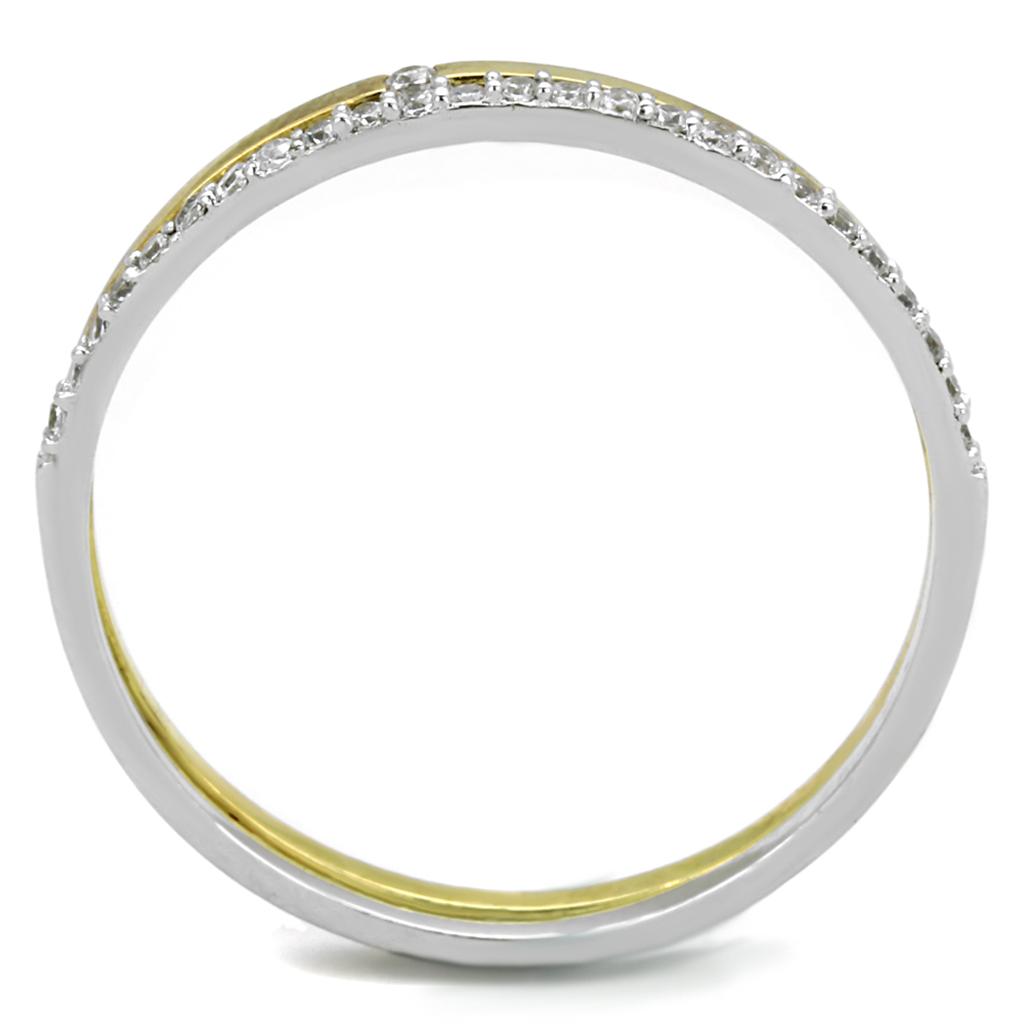 Gold+Rhodium 925 Sterling Silver Ring with AAA Grade CZ  in Clear