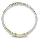 Gold+Rhodium 925 Sterling Silver Ring with AAA Grade CZ  in Clear