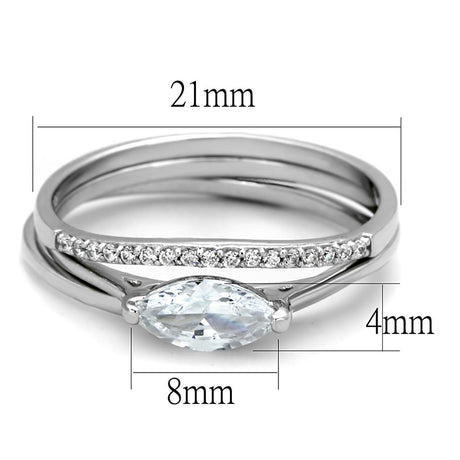 Rhodium 925 Sterling Silver Ring with AAA Grade CZ  in Clear