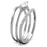 Rhodium 925 Sterling Silver Ring with AAA Grade CZ  in Clear