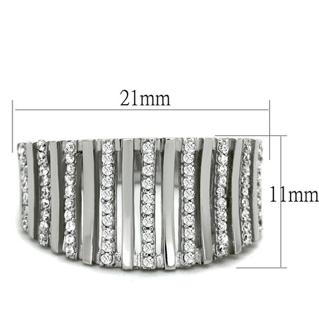 Rhodium 925 Sterling Silver Ring with AAA Grade CZ  in Clear