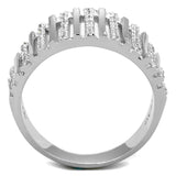 Rhodium 925 Sterling Silver Ring with AAA Grade CZ  in Clear