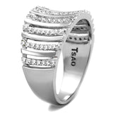 Rhodium 925 Sterling Silver Ring with AAA Grade CZ  in Clear