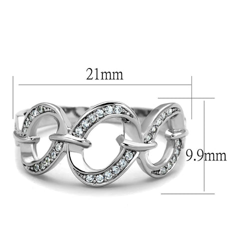 Rhodium 925 Sterling Silver Ring with AAA Grade CZ  in Clear