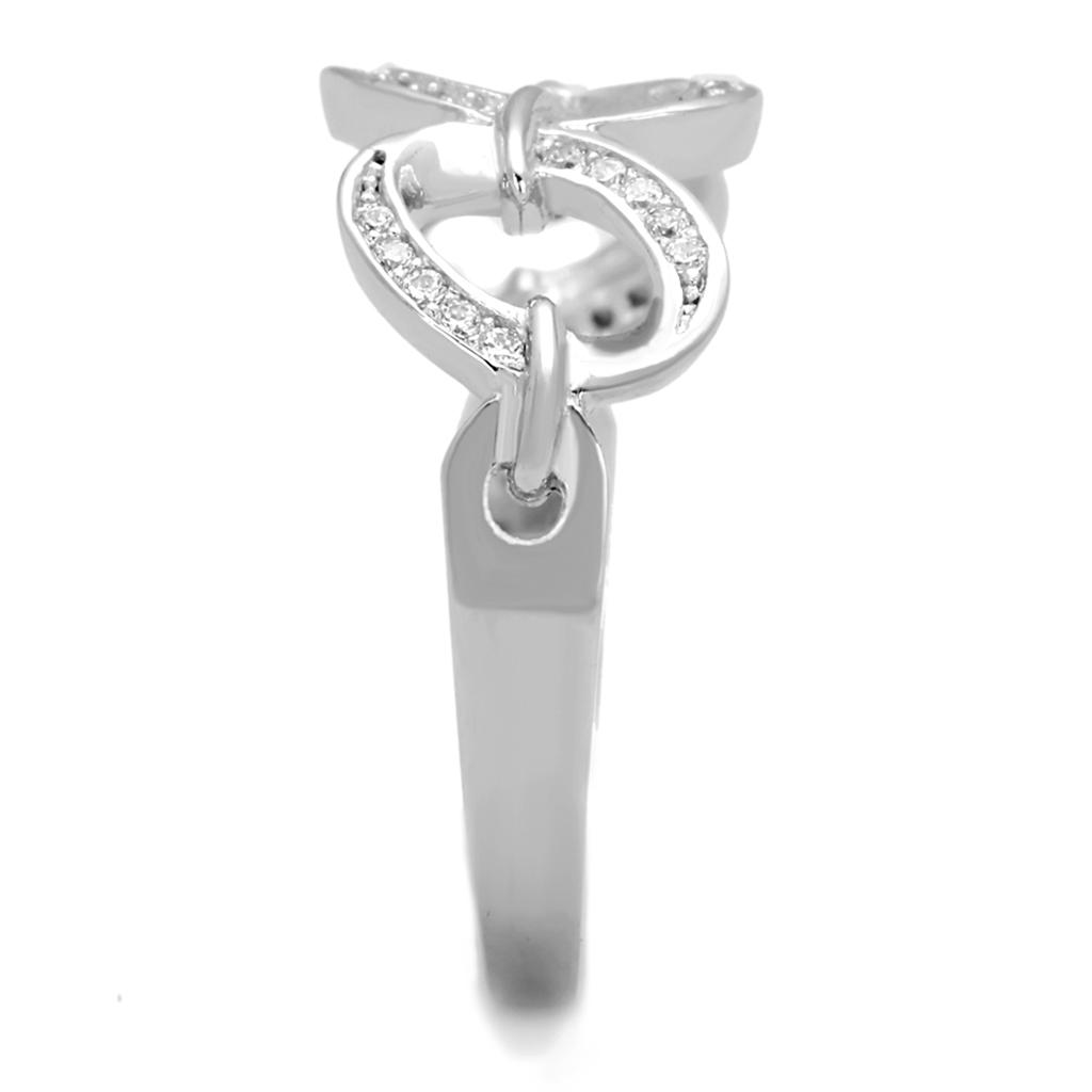Rhodium 925 Sterling Silver Ring with AAA Grade CZ  in Clear