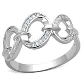 Rhodium 925 Sterling Silver Ring with AAA Grade CZ  in Clear