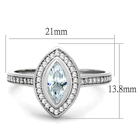 Rhodium 925 Sterling Silver Ring with AAA Grade CZ  in Clear