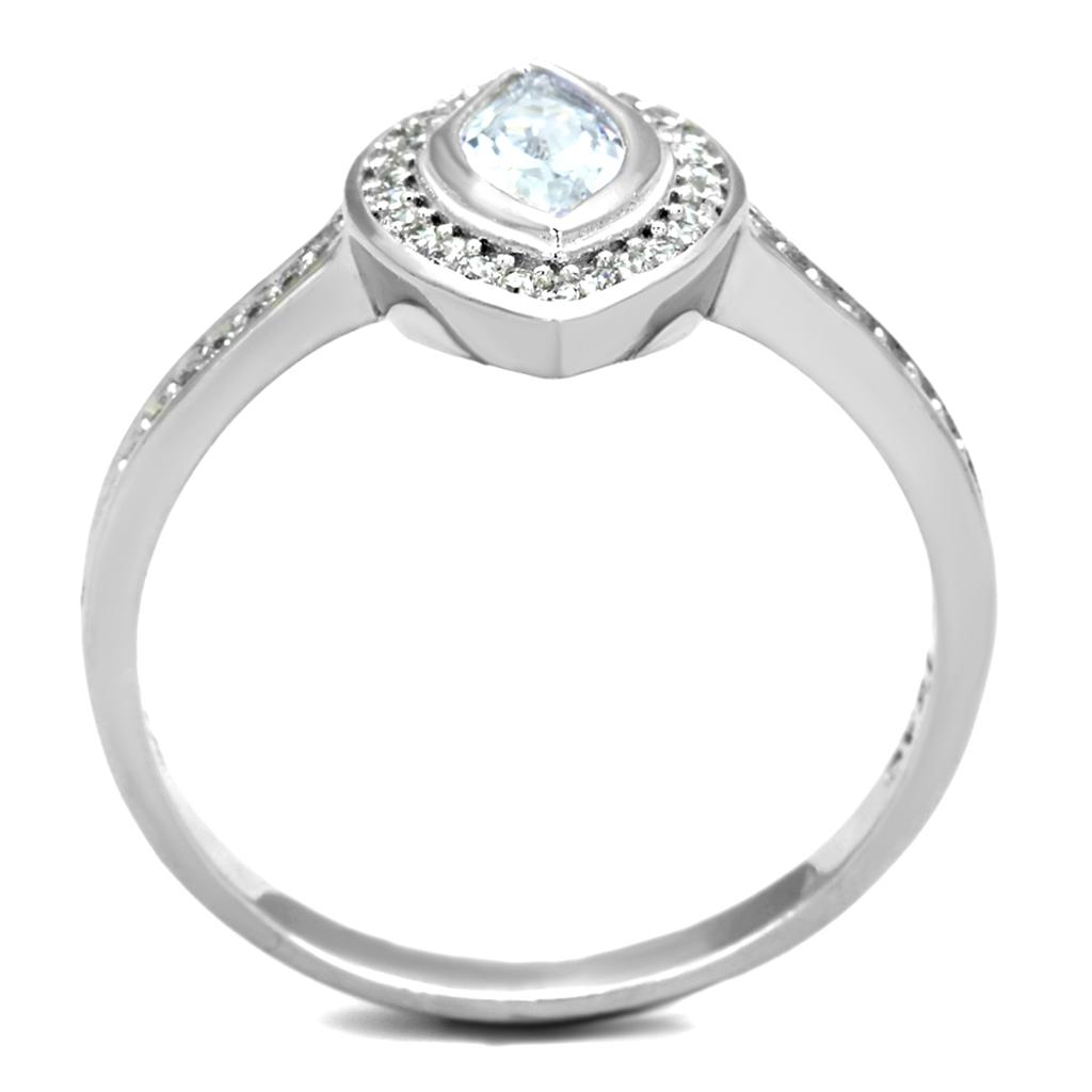 Rhodium 925 Sterling Silver Ring with AAA Grade CZ  in Clear