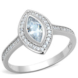 Rhodium 925 Sterling Silver Ring with AAA Grade CZ  in Clear