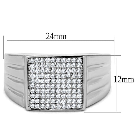 Rhodium 925 Sterling Silver Ring with AAA Grade CZ  in Clear