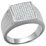 Rhodium 925 Sterling Silver Ring with AAA Grade CZ  in Clear