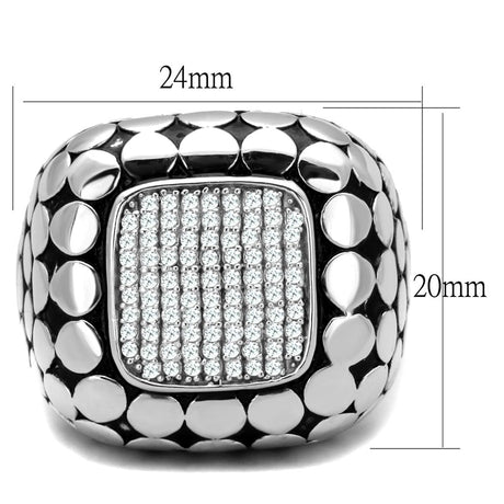 Rhodium 925 Sterling Silver Ring with AAA Grade CZ  in Clear