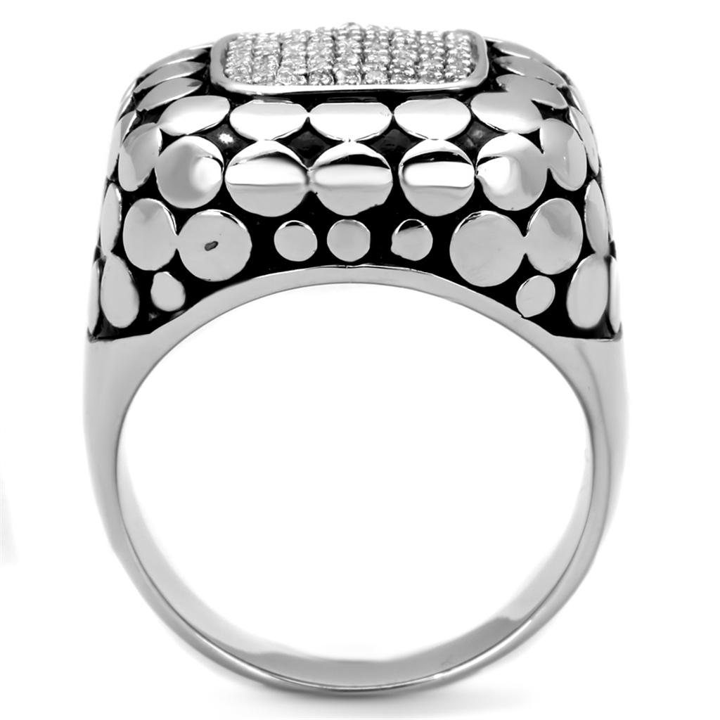 Rhodium 925 Sterling Silver Ring with AAA Grade CZ  in Clear