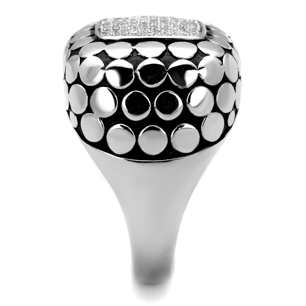 Rhodium 925 Sterling Silver Ring with AAA Grade CZ  in Clear