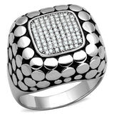 Rhodium 925 Sterling Silver Ring with AAA Grade CZ  in Clear