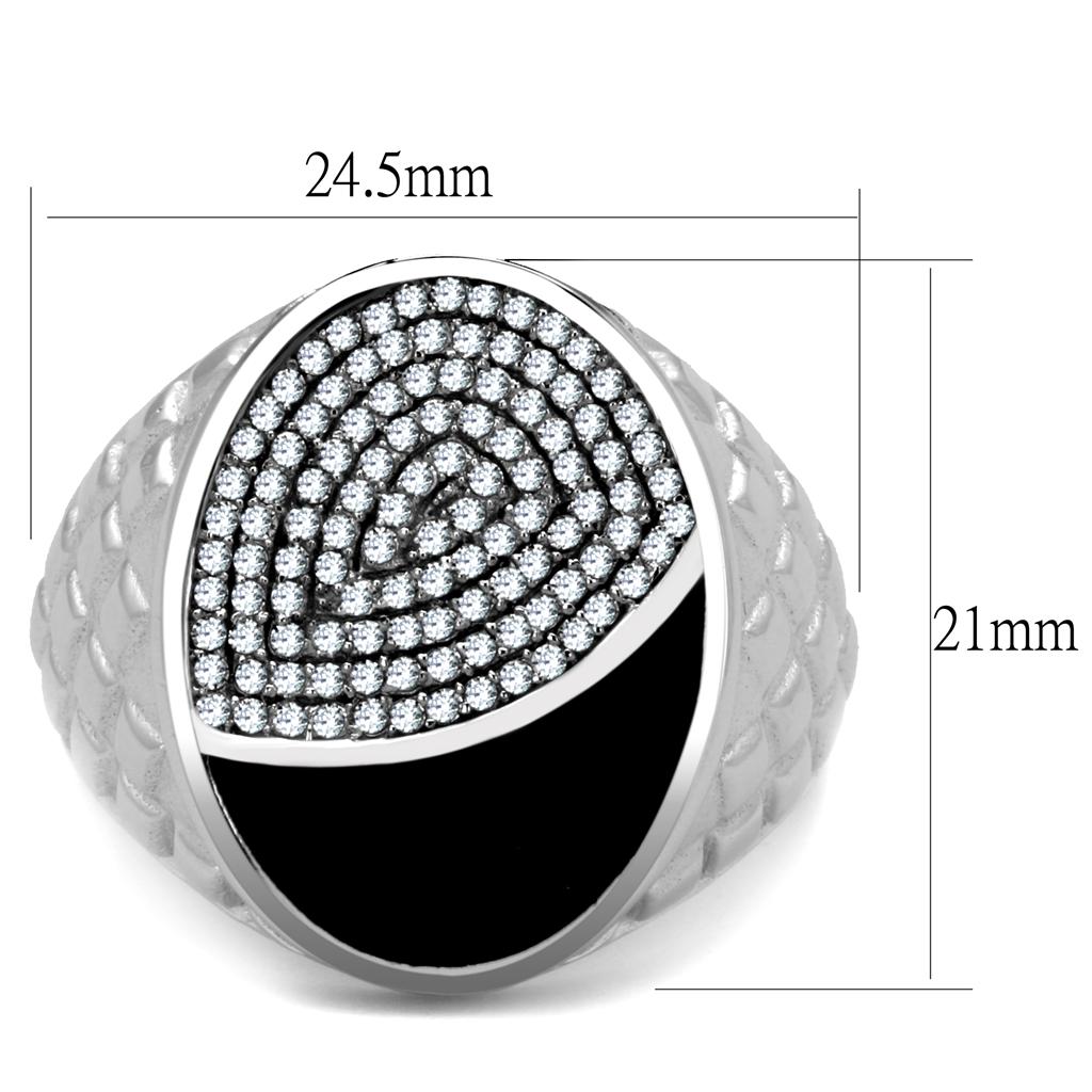 Rhodium 925 Sterling Silver Ring with AAA Grade CZ  in Clear