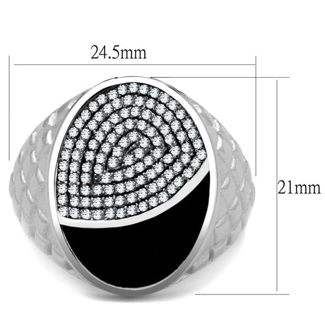 Rhodium 925 Sterling Silver Ring with AAA Grade CZ  in Clear