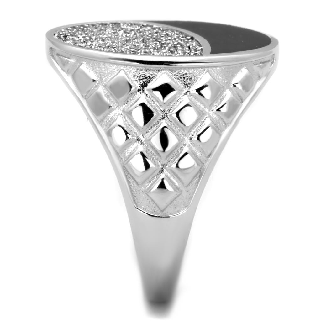 Rhodium 925 Sterling Silver Ring with AAA Grade CZ  in Clear
