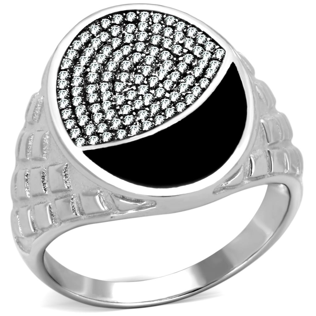 Rhodium 925 Sterling Silver Ring with AAA Grade CZ  in Clear