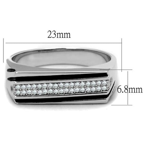 Rhodium 925 Sterling Silver Ring with AAA Grade CZ  in Clear
