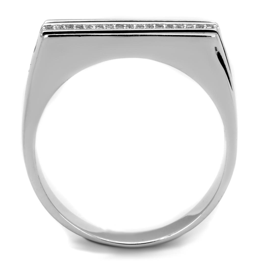 Rhodium 925 Sterling Silver Ring with AAA Grade CZ  in Clear