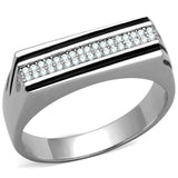 Rhodium 925 Sterling Silver Ring with AAA Grade CZ  in Clear