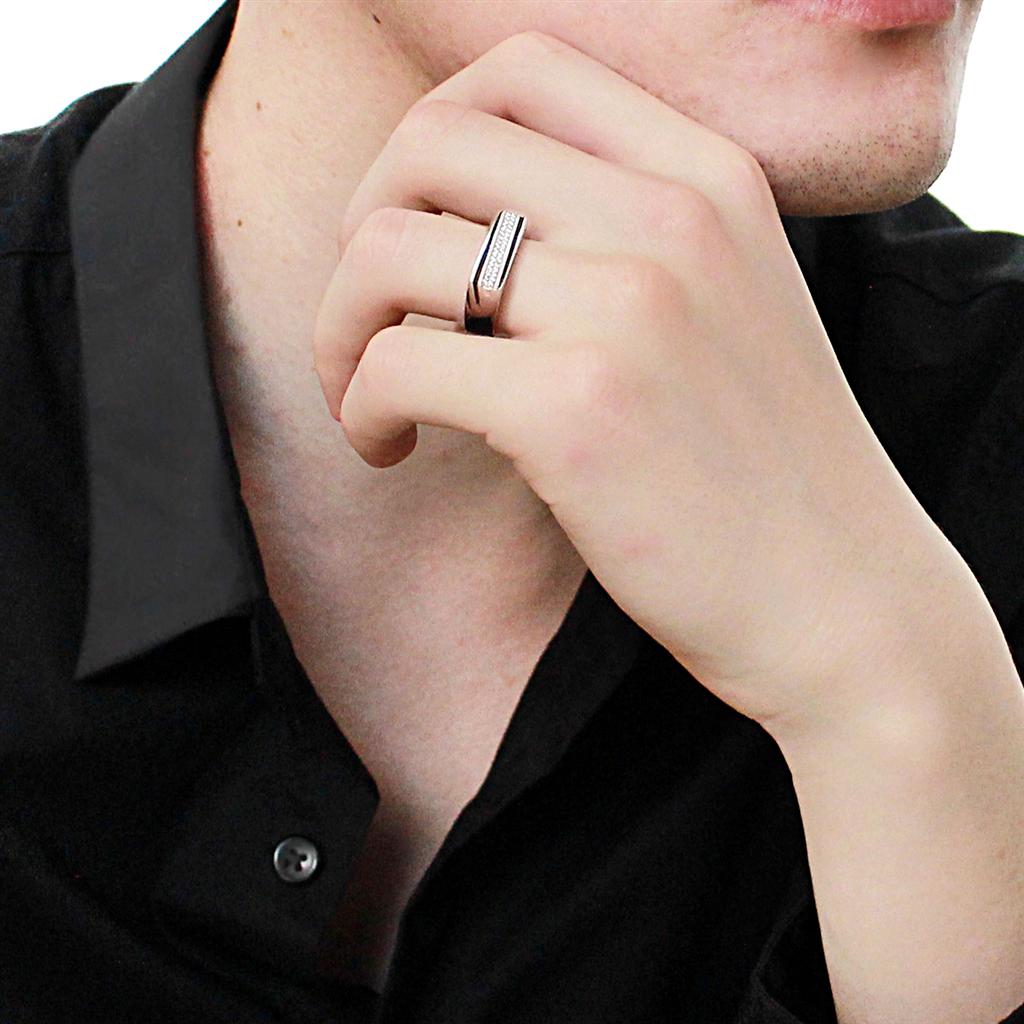 Rhodium 925 Sterling Silver Ring with AAA Grade CZ  in Clear