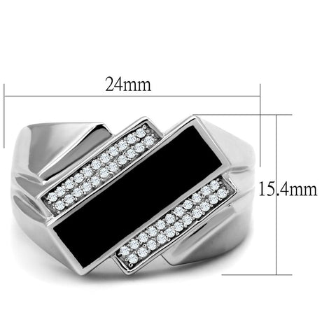 Rhodium 925 Sterling Silver Ring with AAA Grade CZ  in Clear
