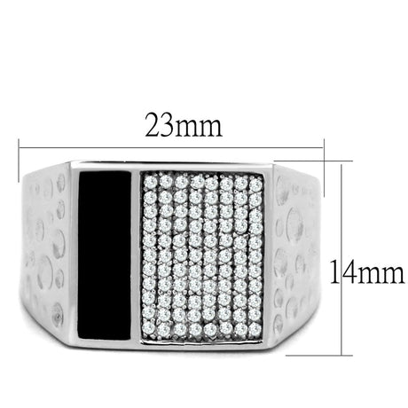 Rhodium 925 Sterling Silver Ring with AAA Grade CZ  in Clear