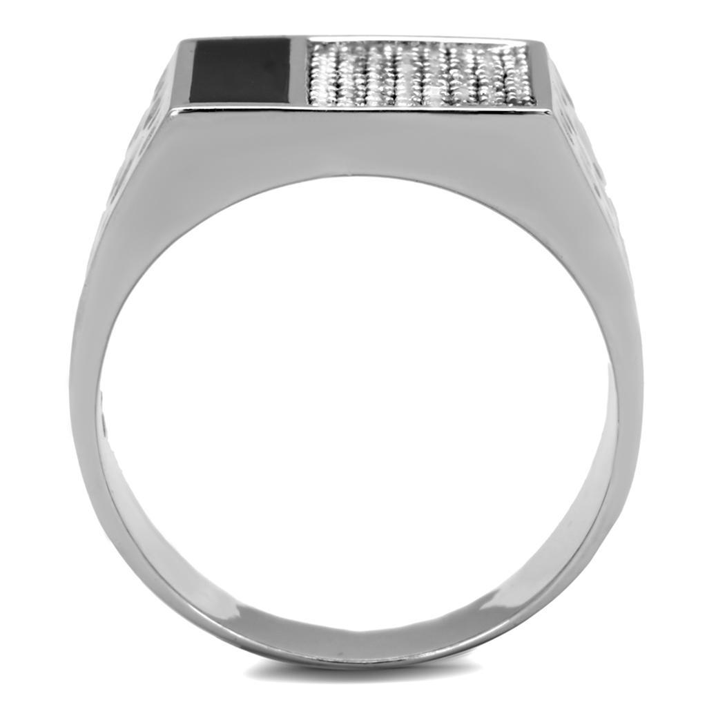 Rhodium 925 Sterling Silver Ring with AAA Grade CZ  in Clear